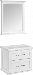ASB-Woodline Мебель для ванной Венеция 70 подвесная белая патина серебро – фотография-2
